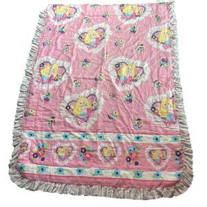 1996 Vintage Barbie Twin Size Comforter Ruffle Trim Pink Dreamhouse Bedding
